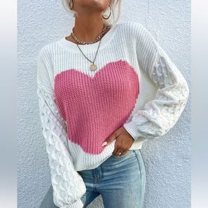 NWT SheIn Heart Cable Knit Sweater